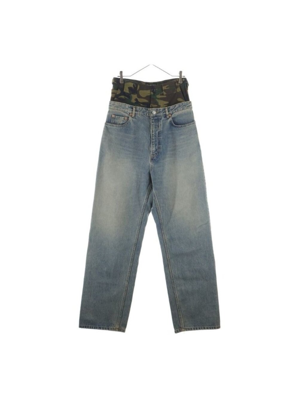 Balenciaga Camouflage Layered Denim Pants Indigo